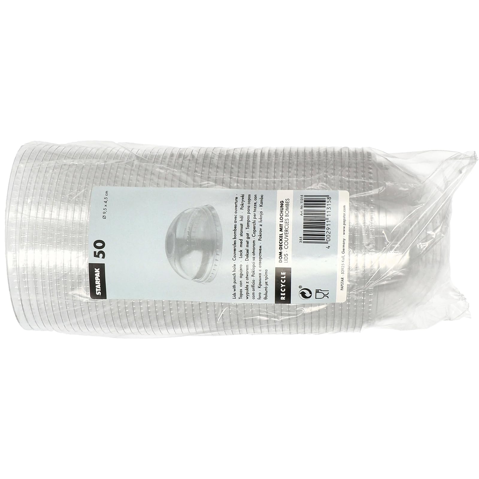 PAPSTAR 800 Dom-Deckel Hurricane, PET rund Ø 9,5cm 4,5cm glasklar mit