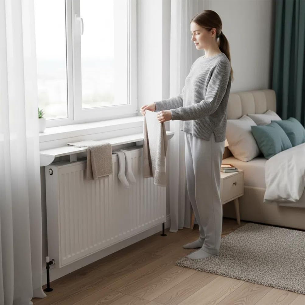 Mensola per termosifone, resistente lega di alluminio e acciaio inossidabile, antipolvere e antifumo, facile da montare, non richiede fori, per uso domestico e ufficio