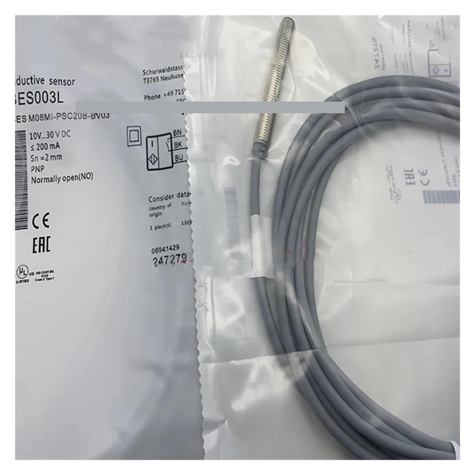 UITGVDQAT 3pcs M08MI-PSC20B-BV02 M08MI-NOC20B-BV02 M08MI-PSC20B-BP03 M08MI-NSC15B-BV02 M08MI-POC20B-BV02 Sensor