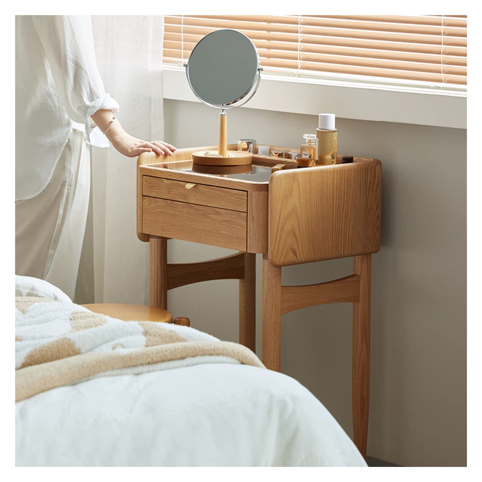 Schminktisch Make-up-Schminktisch aus Holz, schlicht, aus Holz mit Schublade, Aufbewahrung for Kosmetik Schminktisch mit Spiegel