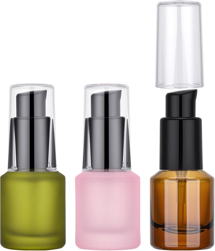 Segbeauty Frascos de Vidro Fosco com Válvula Pump, 15 mL, Pacote com 3