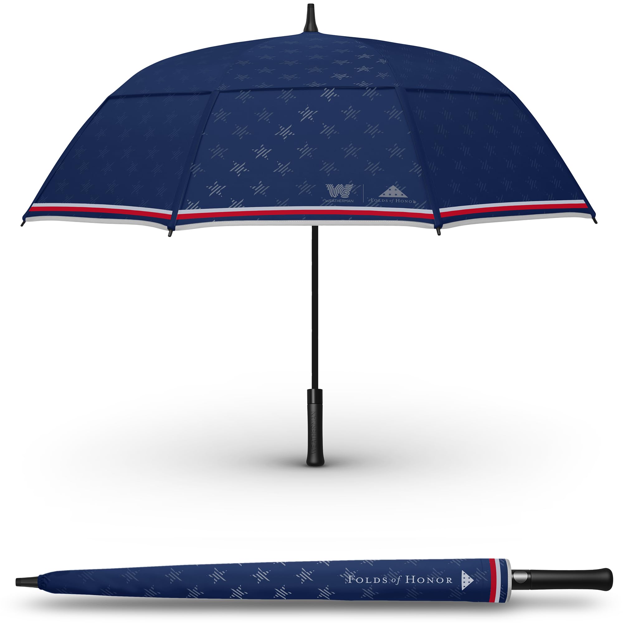 Weatherman Umbrella - Folds of Honor - Heavy Duty, Sturdy & Large Stick Umbrella - Windproof Umbrella Resists Up to 55 MPH Winds - Patriotic Umbrella - Liberty