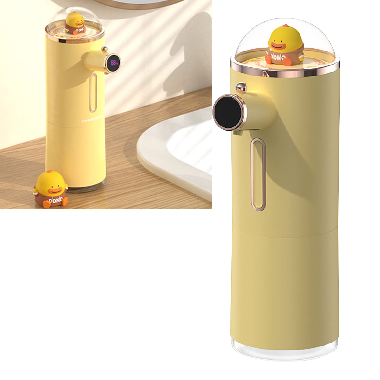 Berührungsloser Automatischer Seifenspender mit Niedlichem Infrarot-Sensor, Stilvolles Design, Perfekt für die Verwendung in Küche und Bad, Langlebiges ABS-Material (Yellow)