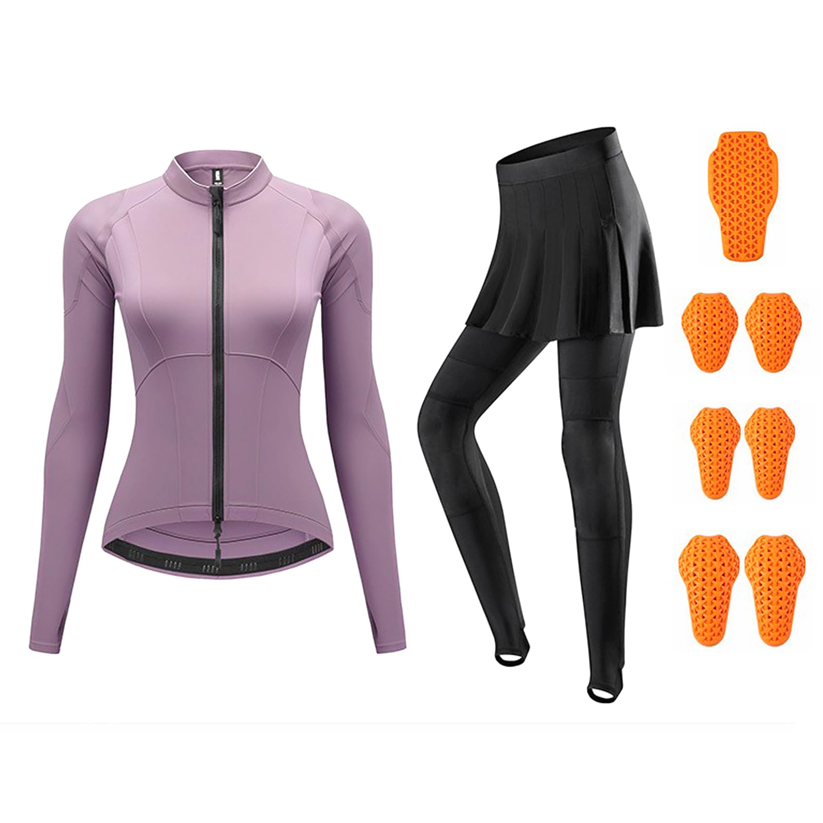 Ropa Ciclismo Mujer, Maillot Manga Larga y Pantalón | Diseño ajustado con cremallera completa y cintura alta para un ajuste cómodo y estable durante tus rutas en bicicleta