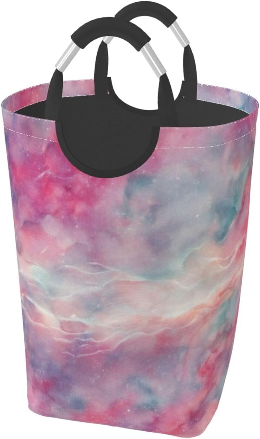 50l Laundry Basket Abstract Watercolor Texture Waterproof Laundry Hamper Foldable Clothes Laundry Bag With Handles