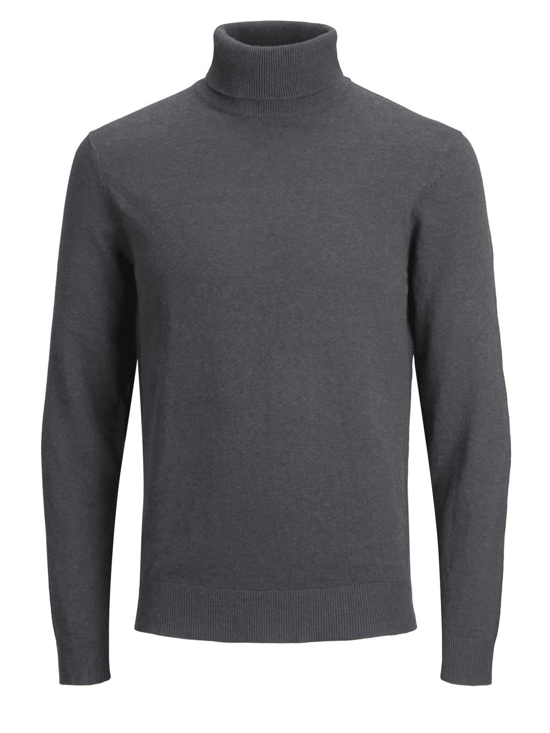 Jack & Jones Men's Knitted Jumper, Polo Neck, Grey (asphalt), XXL