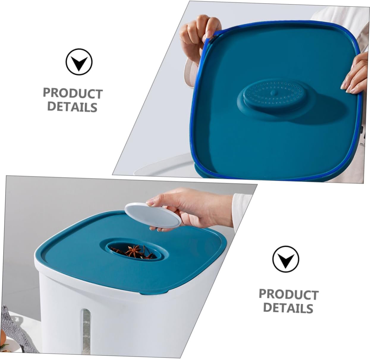 Silicone Pp Material Rice Storage Box Large Capacity Airtight Sealed Kitchen Grain Storage Container Scale Panel for Easy Measurement Freshness