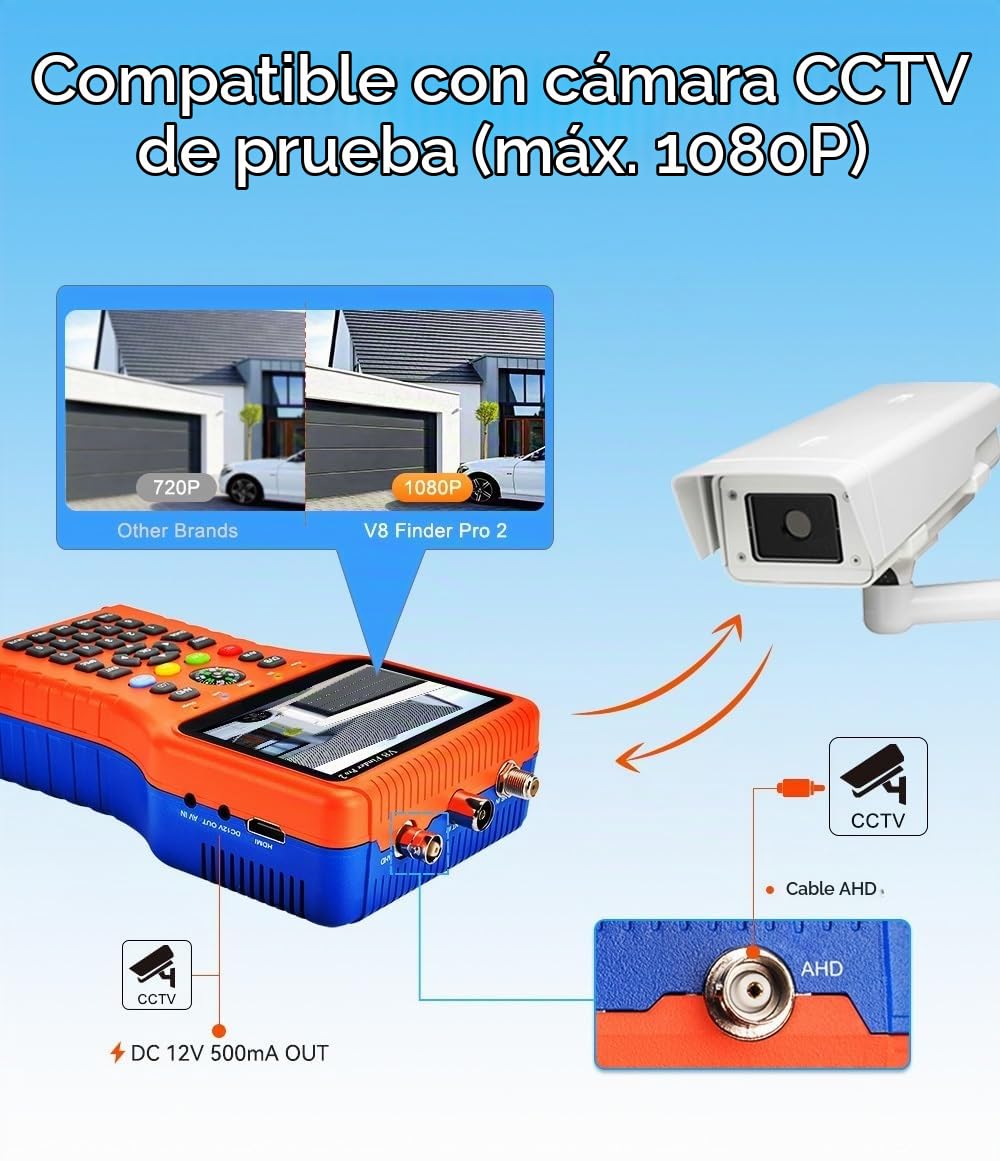 Medidor de Campo TDT, V8 Finder Pro2 - Medidor de señal satelital DVB-S2/T2/C, buscador de satélite digital HD con HEVC MPEG-4, receptor de TV satelital