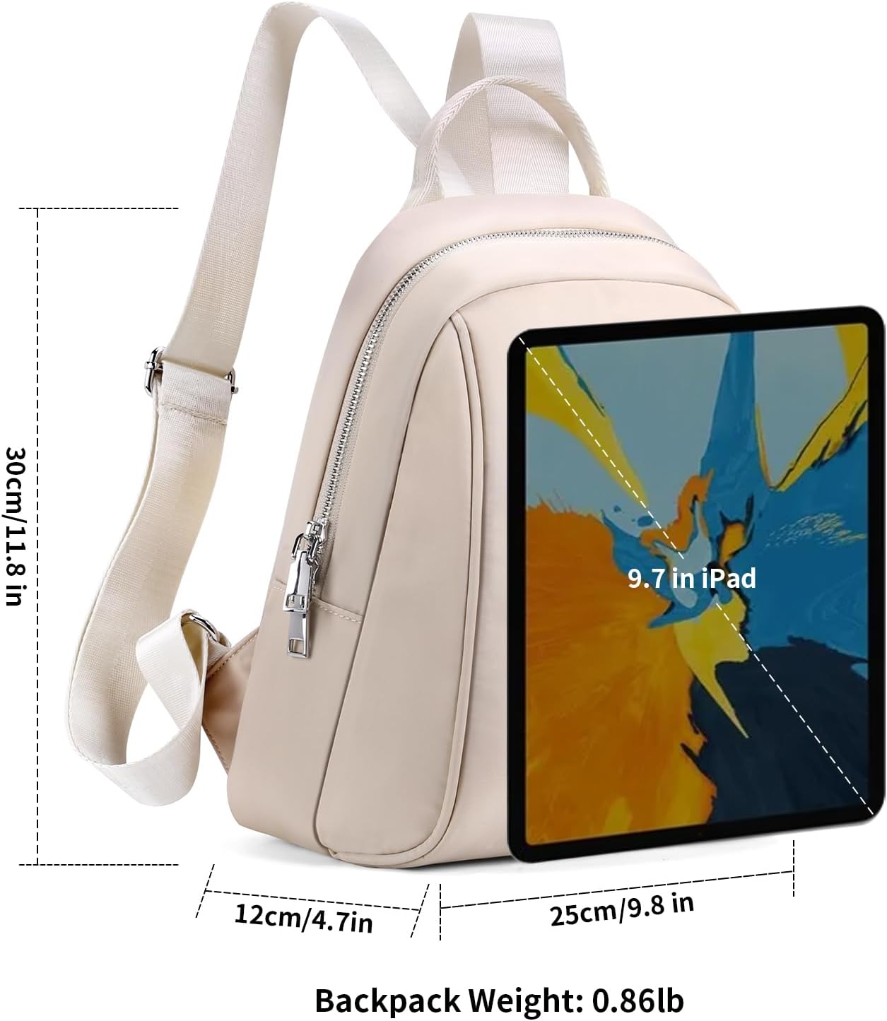 HOMIEE Mini Backpack Purse for Women Girls Light Weight Small Cute Backpacks Waterproof Shoulder Bag Casual Travel Daypack (Beige) - Image 4