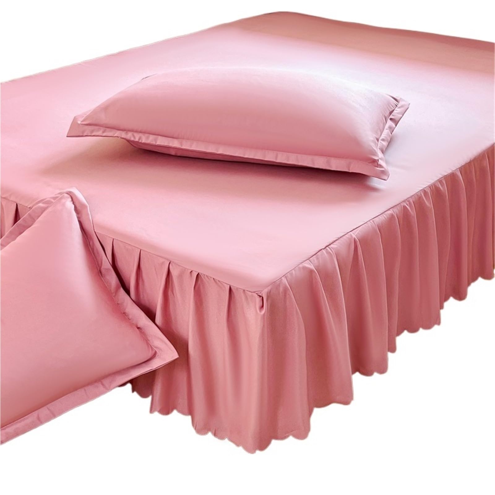 Bed Skirt 3-Piece Set: Solid-color Bed Skirt + Pair Of Pillowcases (Without Cores), Bedspread, Mattress Cover, Sheet, Bedding Set(Color1,Queen 153x203cm 3pc)