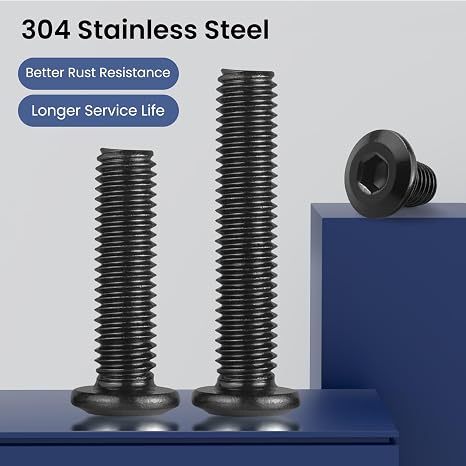 M8-1.25 x 30mm Flat Head Hex Socket Cap Screws Bolts 10Pcs, M8 Bolt 304 Stainless Steel Black Zinc Plated, Full Thread, with Hex Spanner