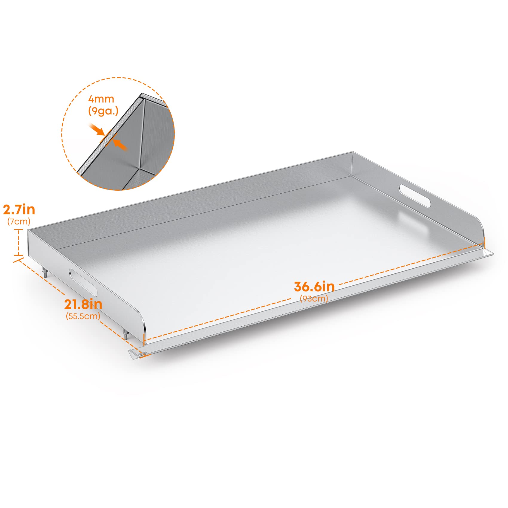 Stanbroil Flat Top Griddle for Royal Gourmet GB4001 GB4001B 4-Burner Gas Grill Griddle, 36-inch Stainless Steel Griddle Replacement Top with Handles and Front Grease Management System