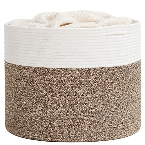 Goodpick Blanket Basket, Living Room Decor,15.8″x15.8″x13.8″ Cotton Rope Baskets for Decor, Boo Basket, Baby Toy Storage