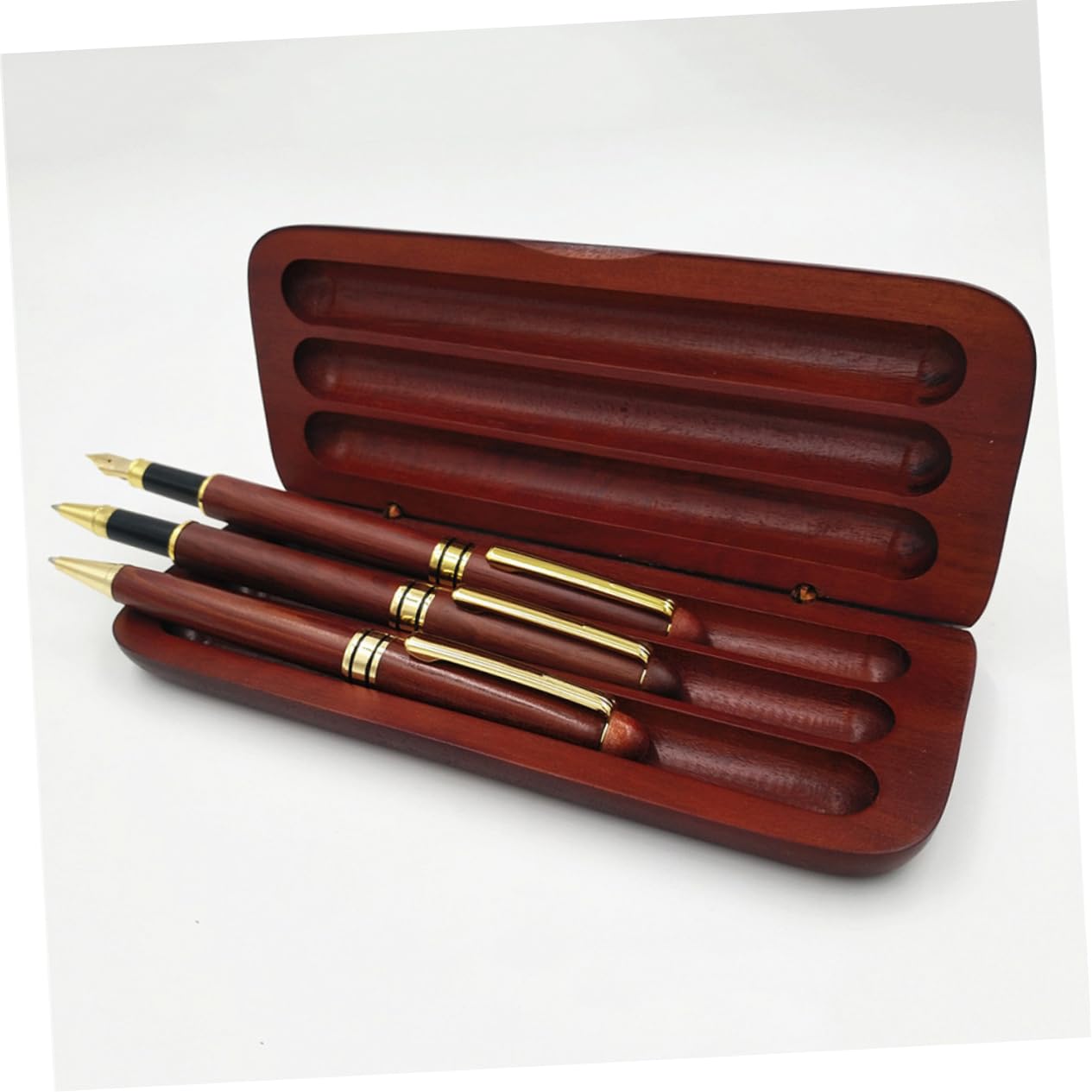 Housoutil 3 Stück Teiliges Füllfederhalter Set aus Fichtenholz mit Kugelschreiber und Gelstift für Unterschriften Kalligraphie Büro und zu Besonderen Anlässen