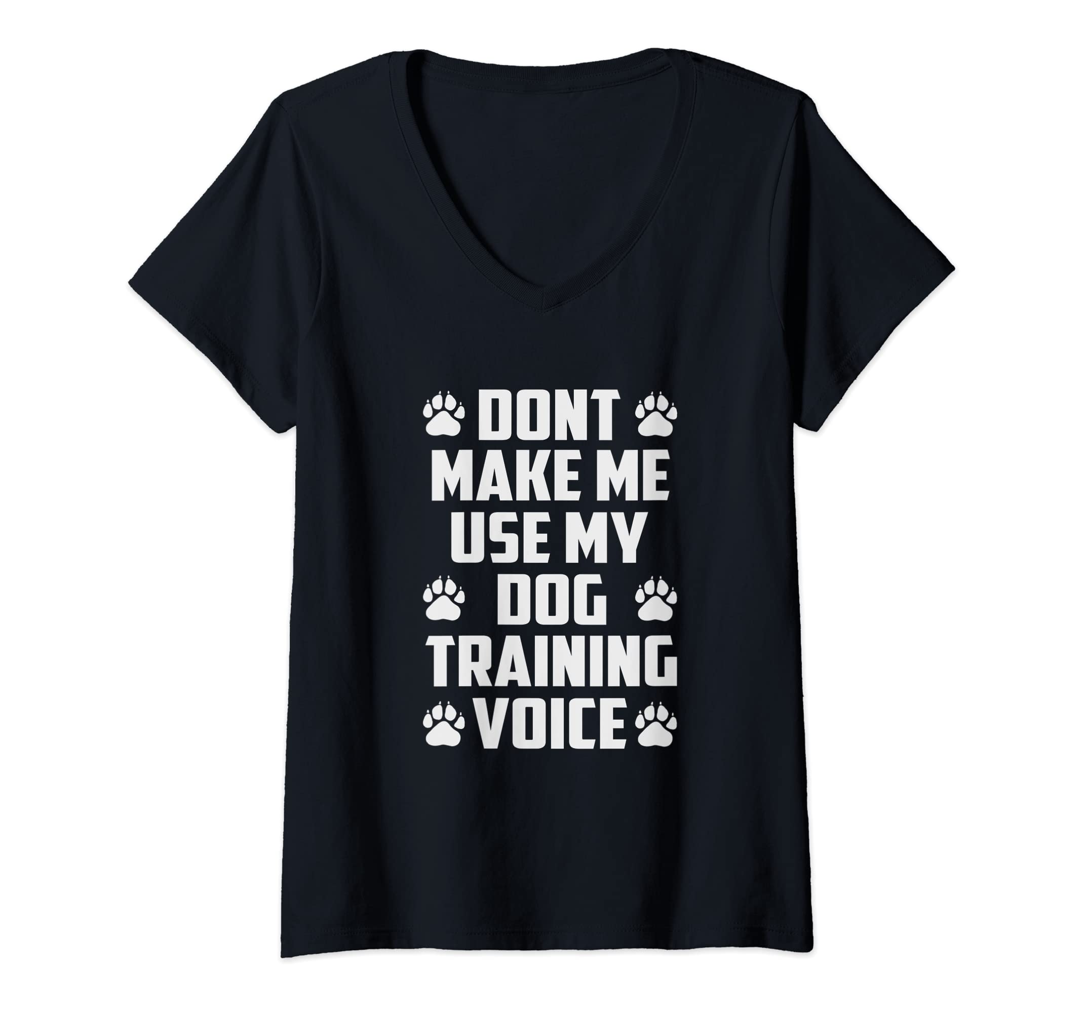 Womens Dog Training Outfit For Dog Trainer V-Neck T-Shirt, Black