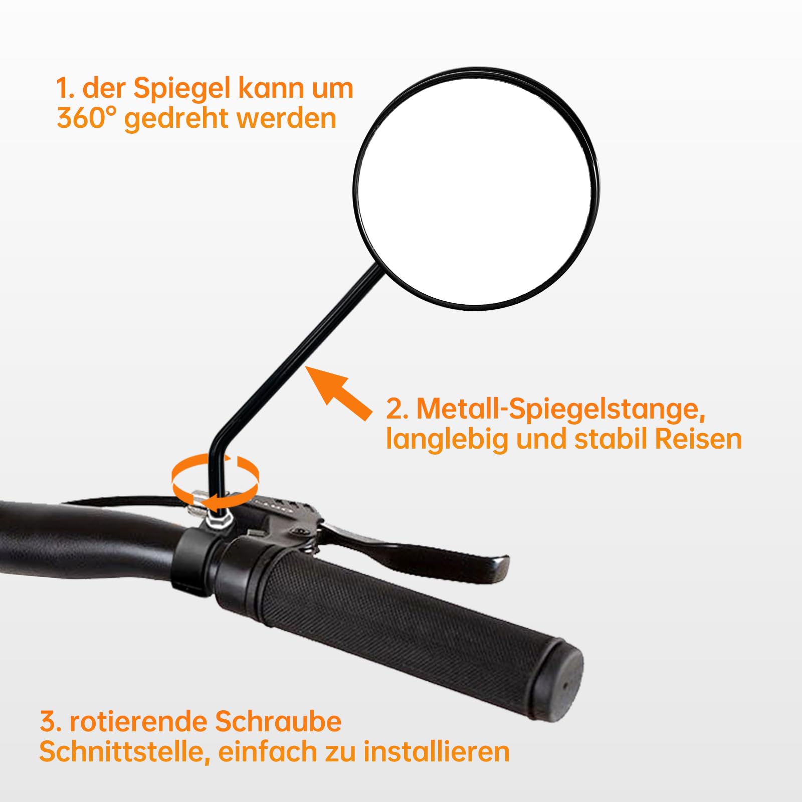 Specchietto retrovisore per bicicletta Homieway, 2 pezzi specchietto retrovisore per bicicletta, specchietto retrovisore HD in vetro reale per e-bike, superficie dello specchio extra grande