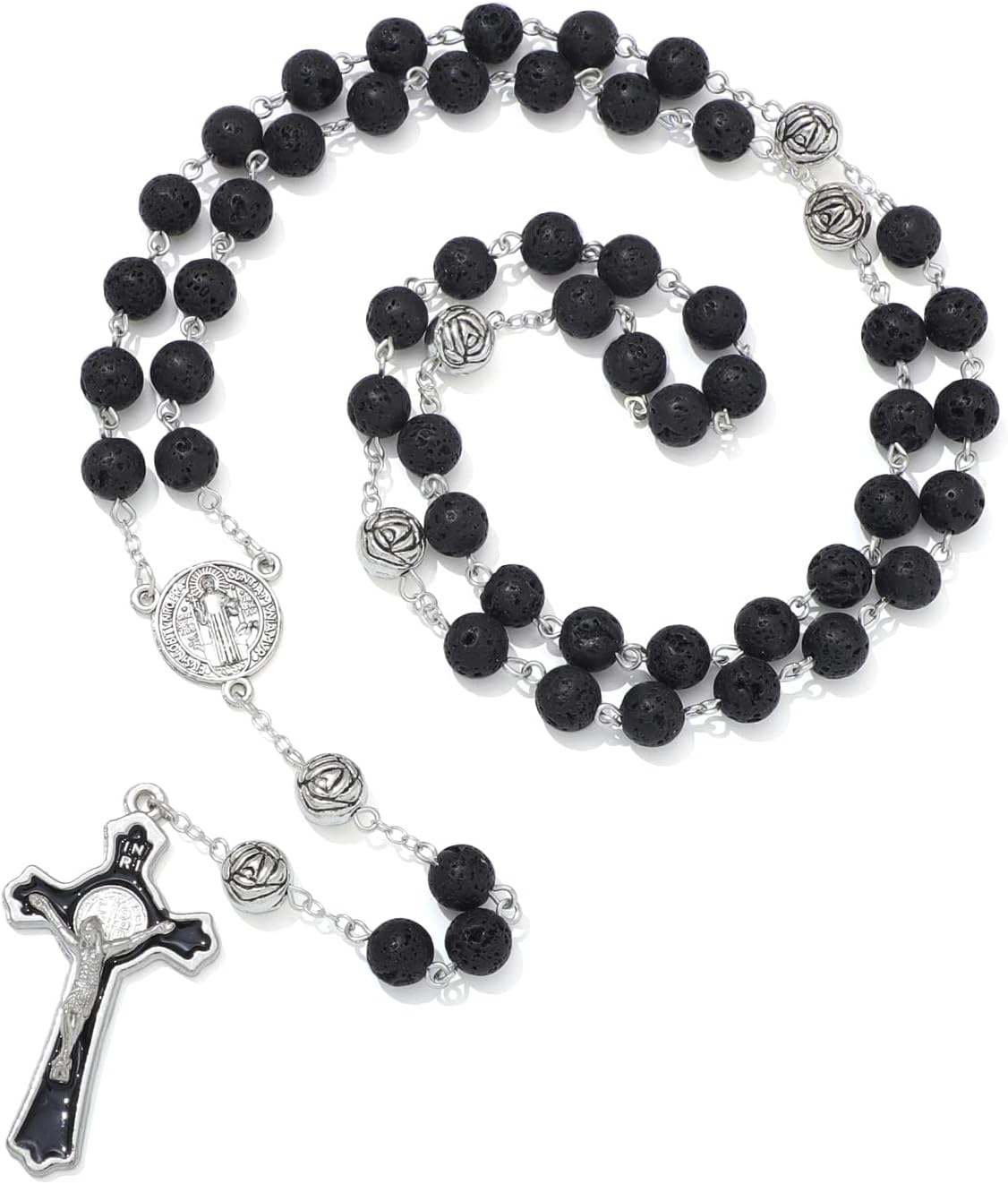 KOMI Catholic Rosary Beads for Women - Holy Prayer Necklace With Crucifix Cross - Communion Rosary Catholic Gifts