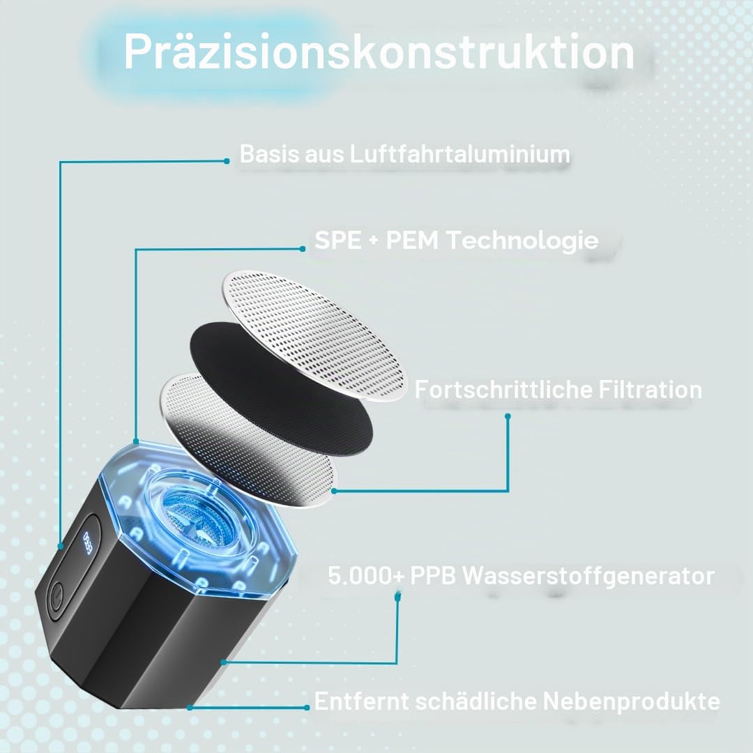 Prodigy X Wasserstoff-Wasserflasche - 5.000 PPB / 5ppm - 210 ml für schnelle Einnahme - Tragbarer Wasserstoff-Generator - Hochwertige, dicke Flasche