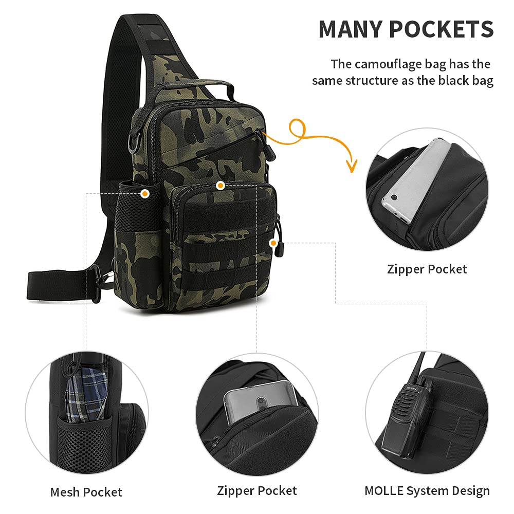 Zaino Tattico Monospalla Huntvp Con USB - Borsa Petto Militare Per Sport E Outdoor - Foto 8