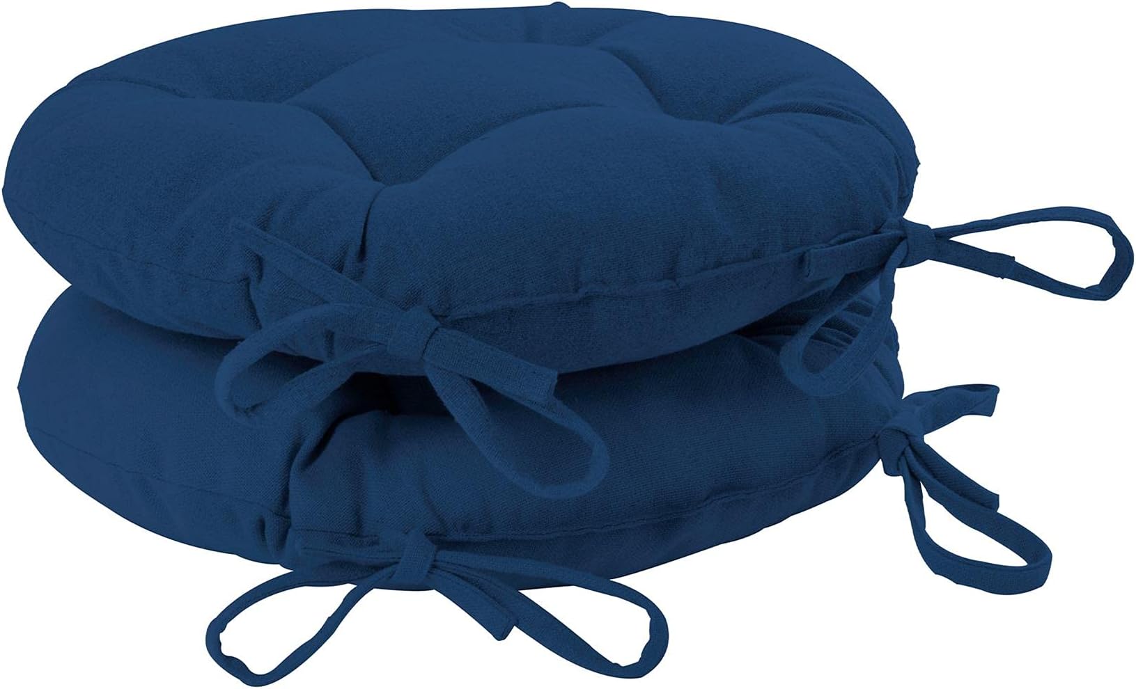 Harbour Housewares Navy Seat Pads for Dining Chairs - 40 x 40cm - Pack of 2 - Round Garden Seat Cushions with Ties Soft Padded Pillow Indoor Kitchen Cushion Outdoor Patio Garden Chair Pads