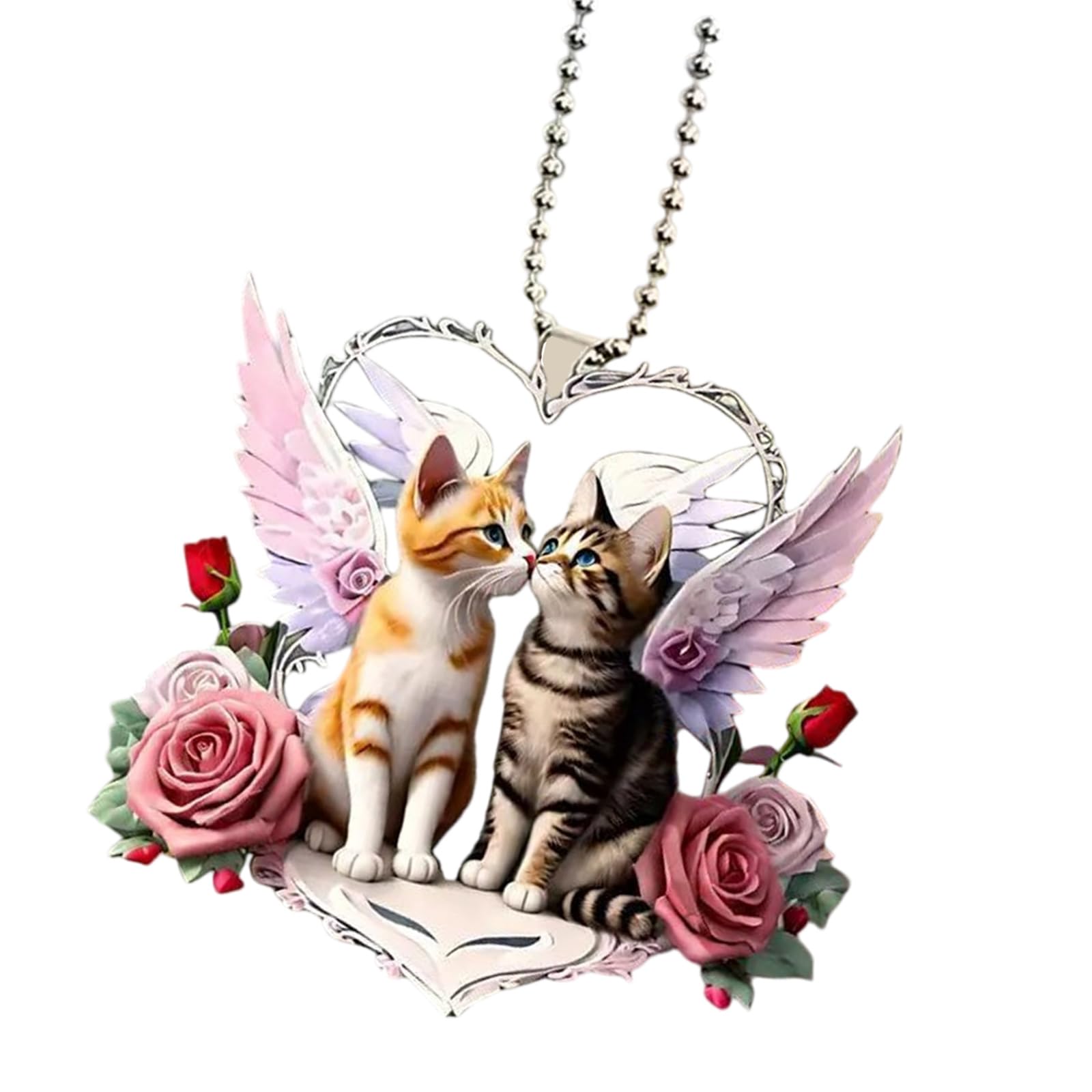 Lovely ABS Playful Felines Shape 2D Acrylic Vehicle Pendant Ornament Perfect for Personalizing Your Ride Car Interior Hanging Ornament