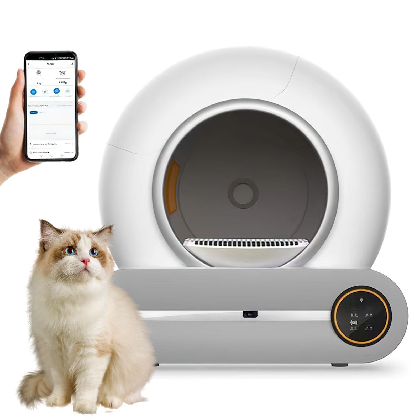 65L 2,4 g Wi-Fi Litiere Chat Autolimpiante, 4 modos de limpieza inteligentes, ultra seguro/controlado por aplicación/desoxidante y autolimpiante, apto para gatos de 1 kg a 8 kg