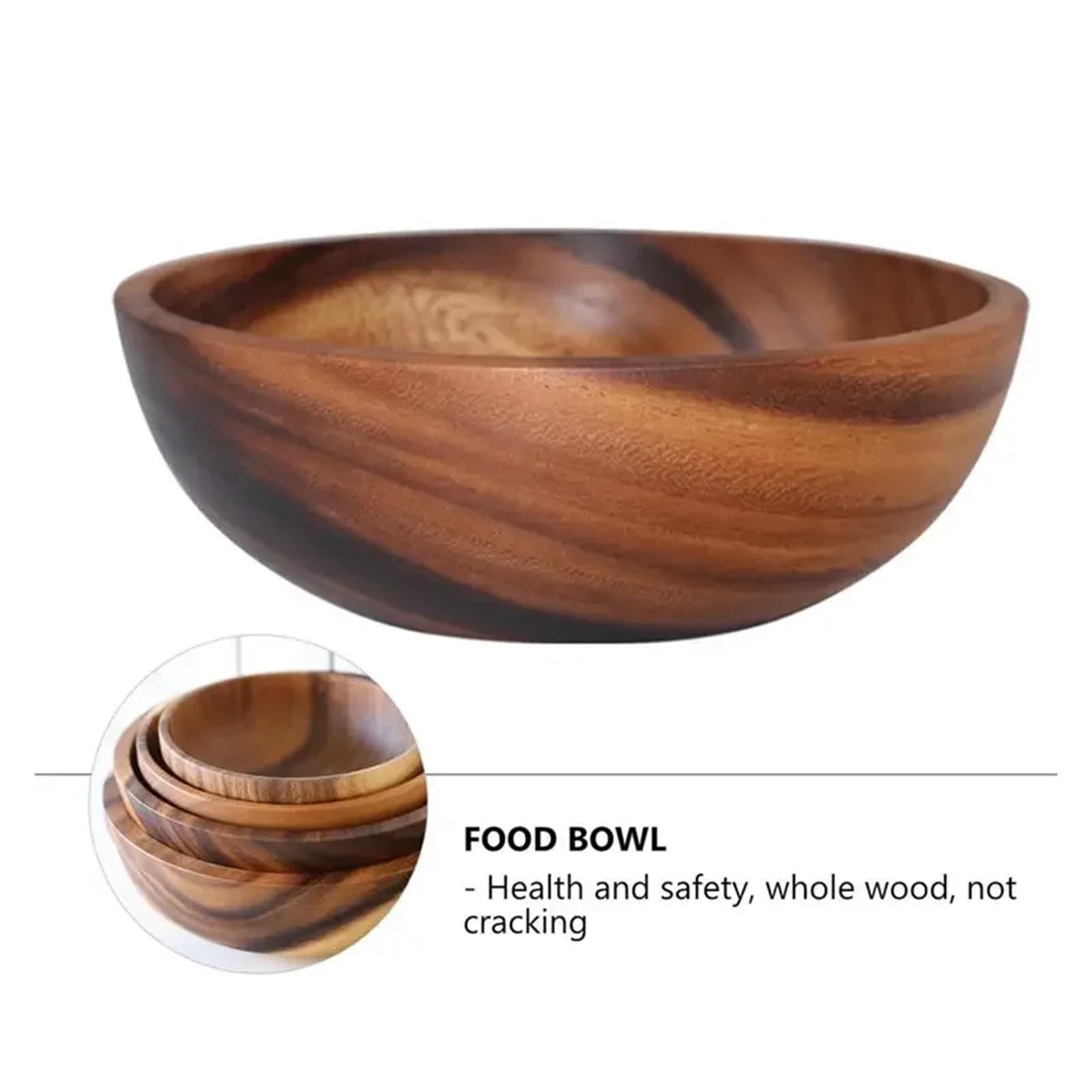 juego de cuencos para mezclar Cuenco de madera for ensalada de frutas, ideal for el hogar, restaurante, contenedor de alimentos, utensilios.(Color6)