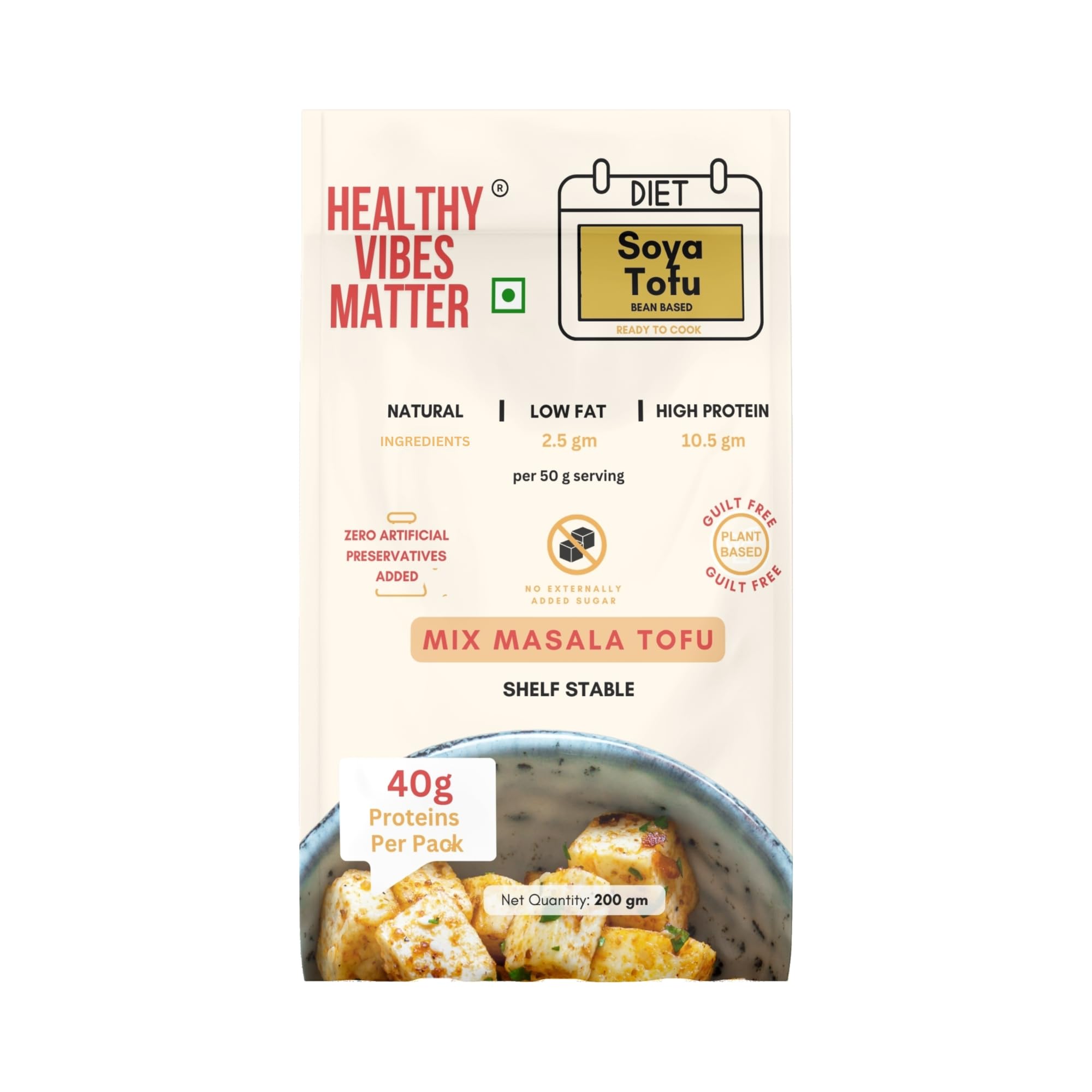 HEALTHY VIBES MATTER SOYA TOFU PANEER (40 GM PROTEIN)| MIX MASALA FLAVOUR BLAST (200GM)(PACK OF 1) (Ambient Storage| Dairy & Gluten Free| High Fiber | No Preservatives & Additives)-image-39
