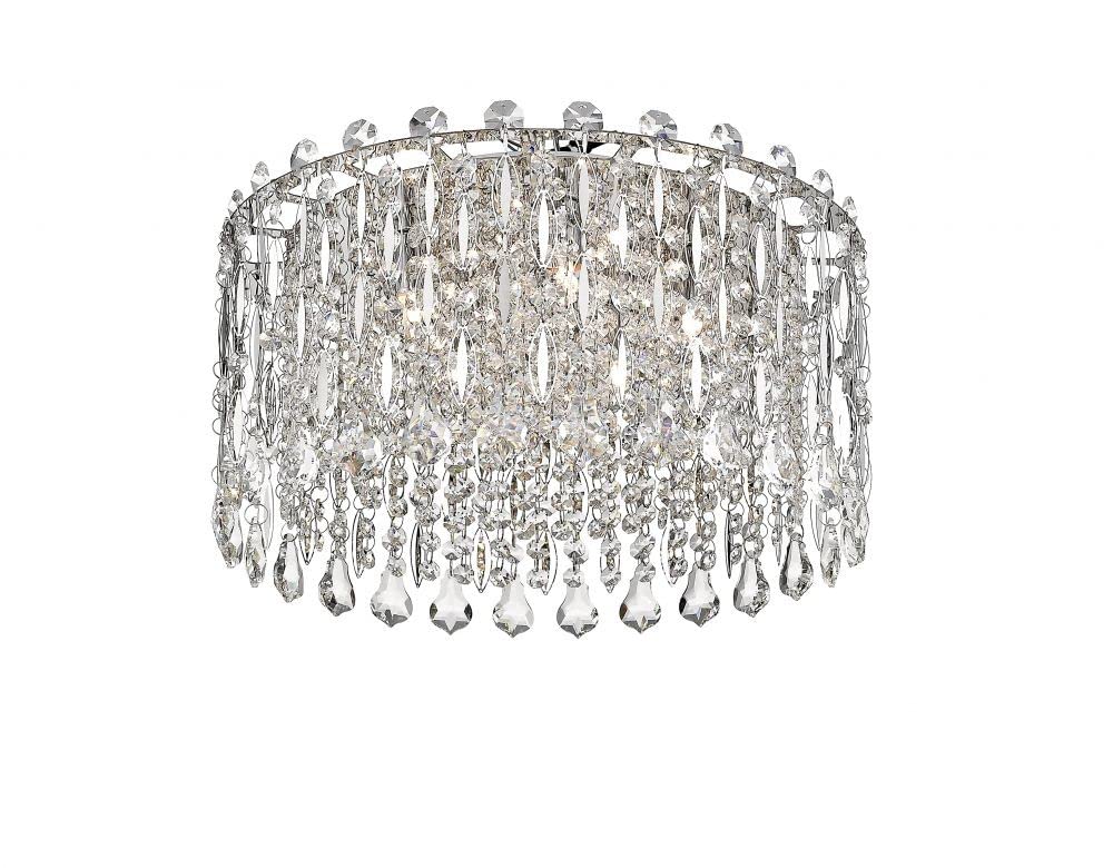 Impex Alita 5 Light Flush Ceiling Light Chrome Crystal
