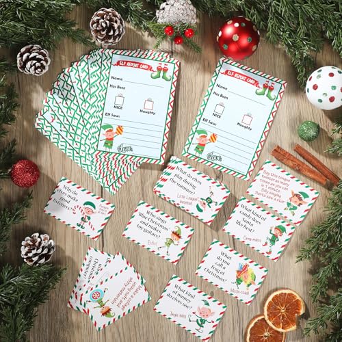 Image of Motiskyy 75 Pcs Christmas Elf Reports Set 25 Elf Notes 25 Report Card 25 Notice Naughty or Nice Behavior Checklist, from Your Surveillance Xmas Note Cards