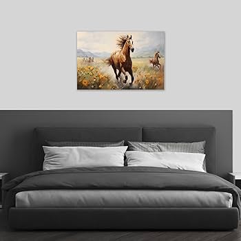 絵画 馬 ウォールアート キャンバスプリント 額入り 壁掛 風水 開運 乗馬用品 Amazon.co.jp: 西洋の馬の絵画 大型ウォールアート 馬 花の絵 壁