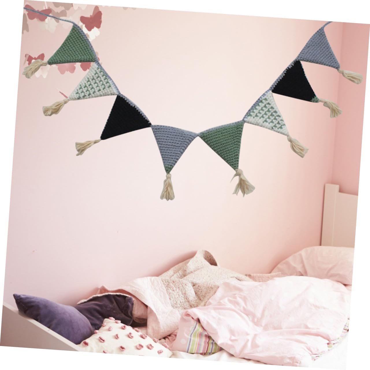 Toyvian 3 Piezas De Decoración De Entrada Decoración De Entrada Banderines Triangulares Banderines De Algodón De Ganchillo Banderines Colgantes para Fiestas Banderines Guirnaldas