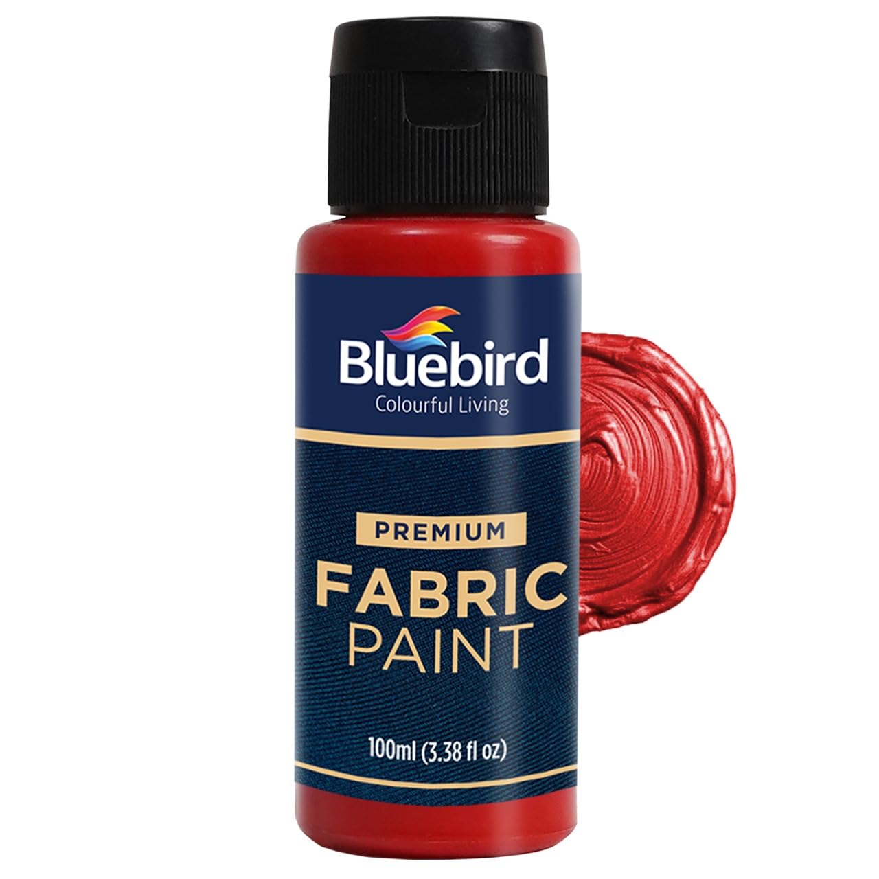 Bluebird Permanent Fabric Paint 100ML Non-Toxic Textile Paint for Clothes (Vermilion)