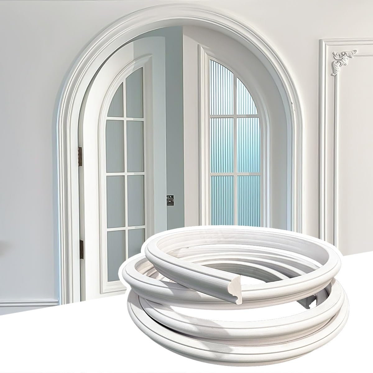WEKONUMEX DIY Arch Doorway Kit, Doorway Arch Wall Molding Kit PVC Arch Trim 3.3-32.8 Ft Long(W 2.3cm(9/10"),L 4m/13.1ft)
