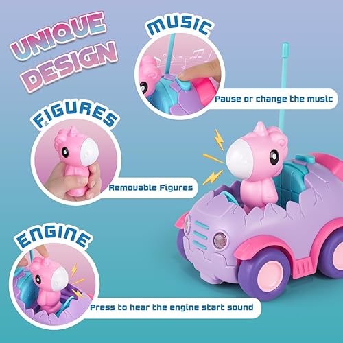 Miniatura 4 de Nueplay Coche de control remoto para niños pequeños de 2, 3, 4, 5 años, juguete eléctrico a control remoto con luz y música, juguetes para niños,