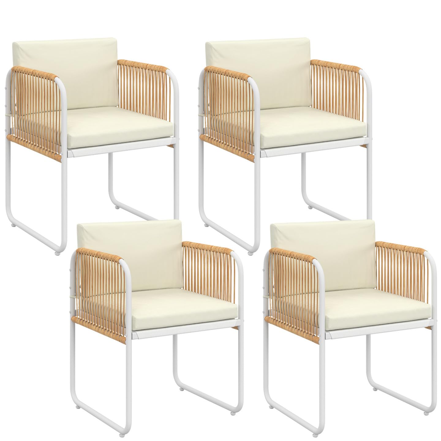 IDMarket - Lot de 4 chaises Rio Cordage Effet rotin Clair