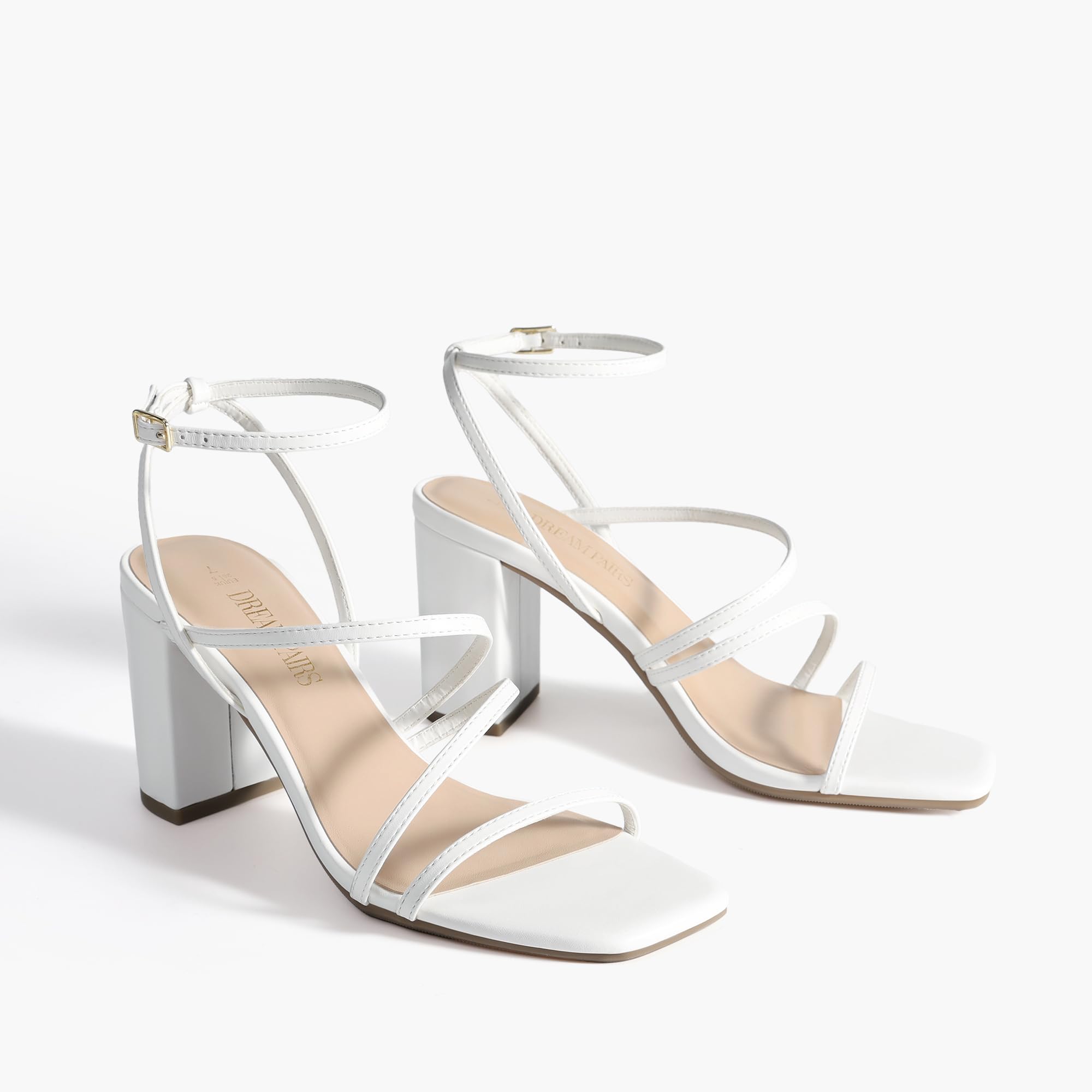 DREAM PAIRS Women's Heels Chunky Block Strappy Square Open Toe Ankle Buckle Heeled Sandals Wedding Party Dress Shoes SDHS2428W