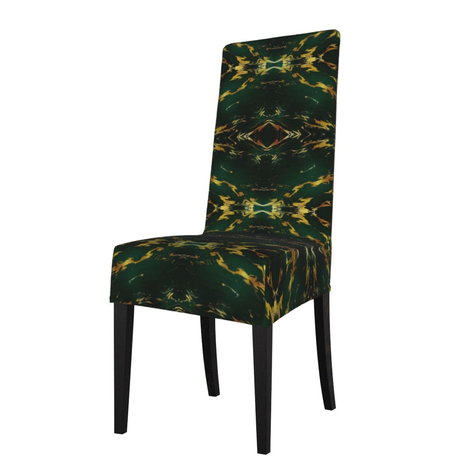 Lkymoh As Picture Emerald Deep Green Earth Tones Gold Marble, Chair Covers Stretch Chair Slipcovers For Dining Room, For Party Pet Protection Universal Fit Soft Polyester