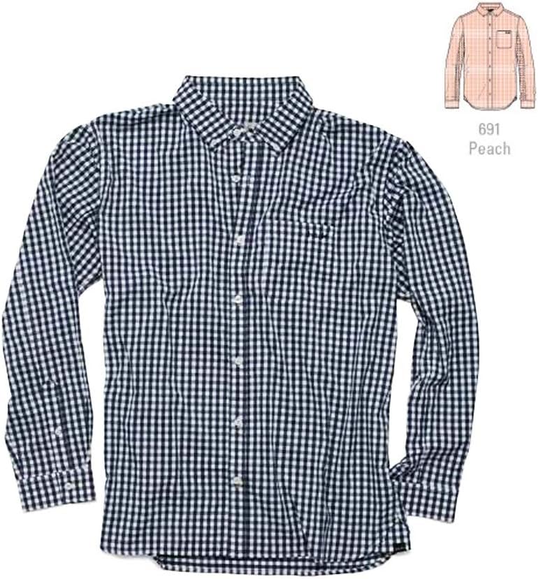 HUK Men's Gingham Long Sleeve|Button Fishing Shirt with Sun Protection
