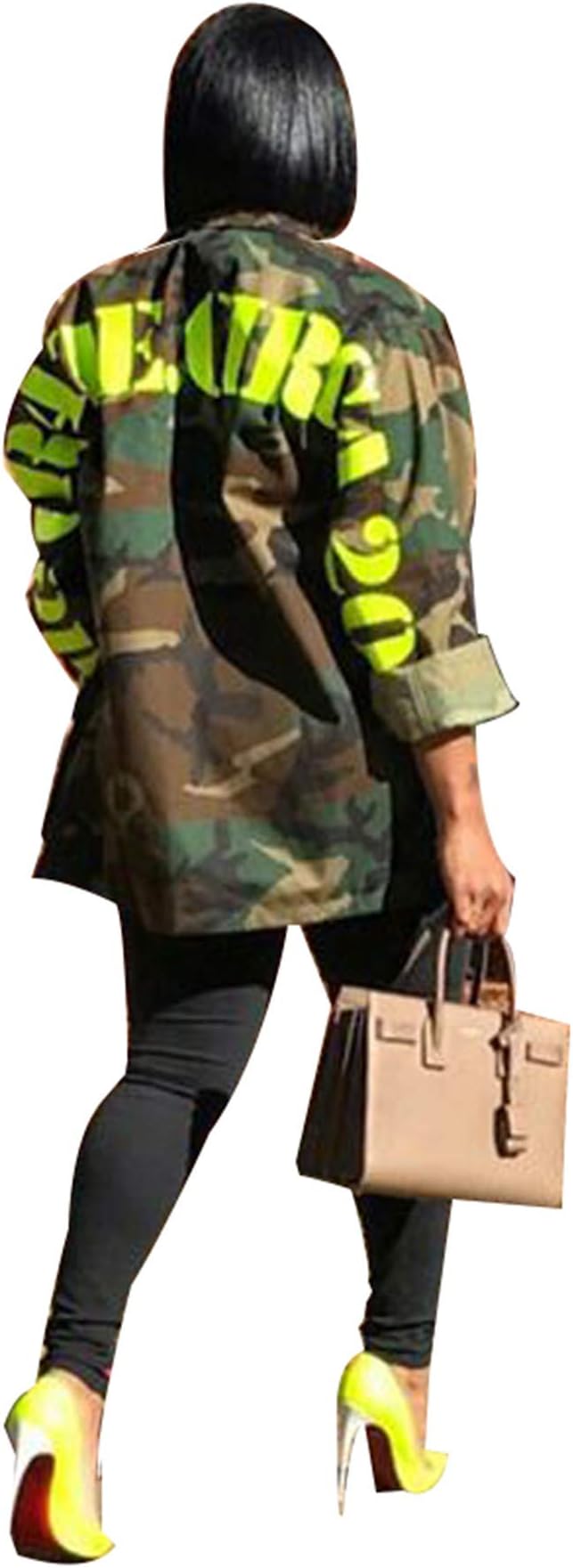 Antique StyleWomens Street Fashion Military Camouflage Printed BF Coat Safari Jacket Overcoats