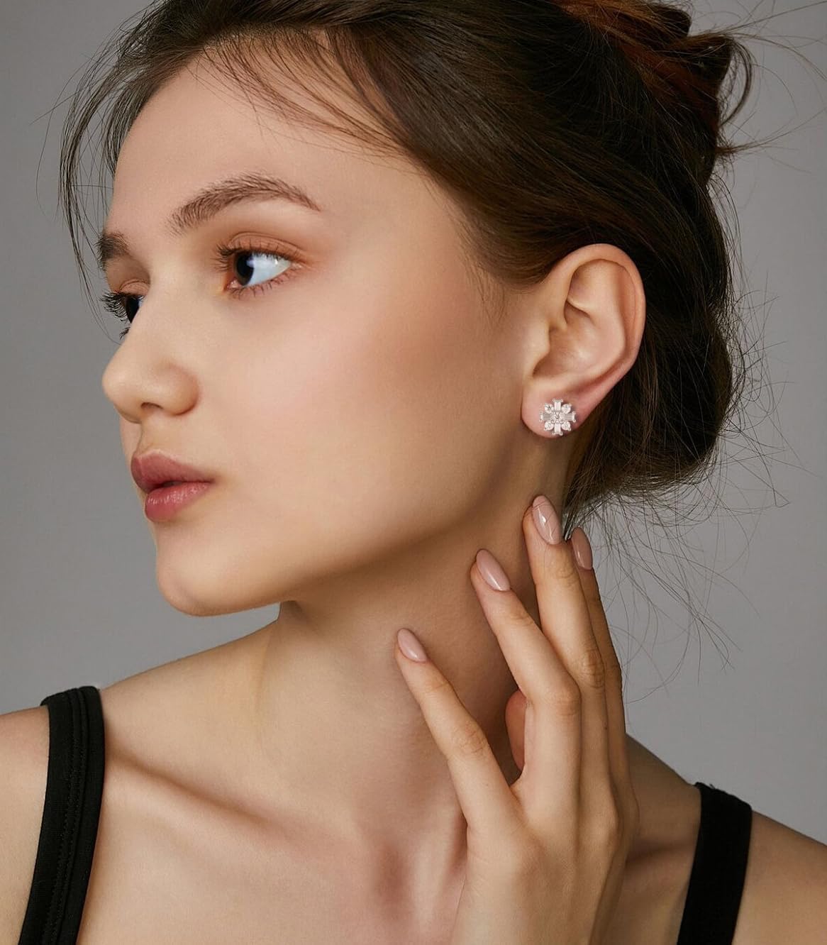 Snowflake Stud Earrings for Women 925 Sterling Silver Hypoallergenic D Color VVS1 Moissanite Earrings - Image 3