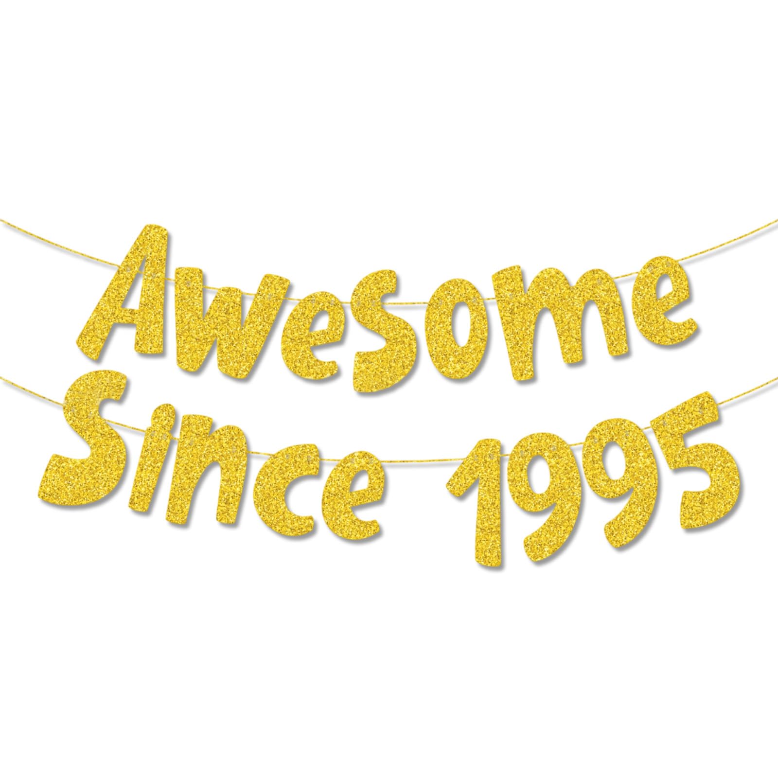 Awesome Since 1995" Gold Glitter Banner – 30th Birthday & Anniversary Party Decorations | Retirement Celebration Banner | 3.9ft Pre-Strung Premium Glitter Sign