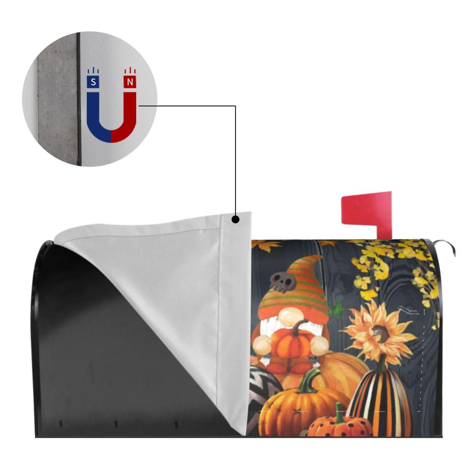 Happy Fall Gnome Magnetic Mailbox Cover 18"x21" - Autumn Pumpkin Farmhouse Decor For Thanksgiving & Harvest