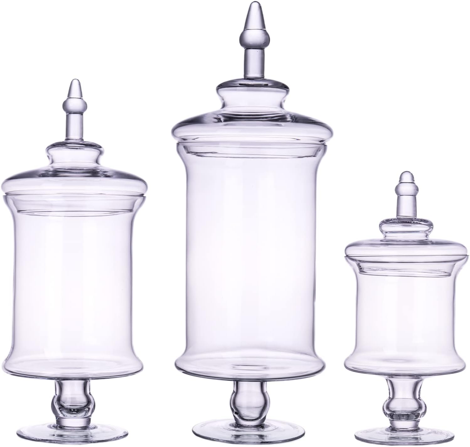 Clear Glass Apothecary Jar with Lid Decorative Candy Buffet Jars Elegant Glass Storage Containers for Weddings Home Bathroom Decor and Kitchen Centerpieces (D:6.9" H:17") : Home & Kitchen