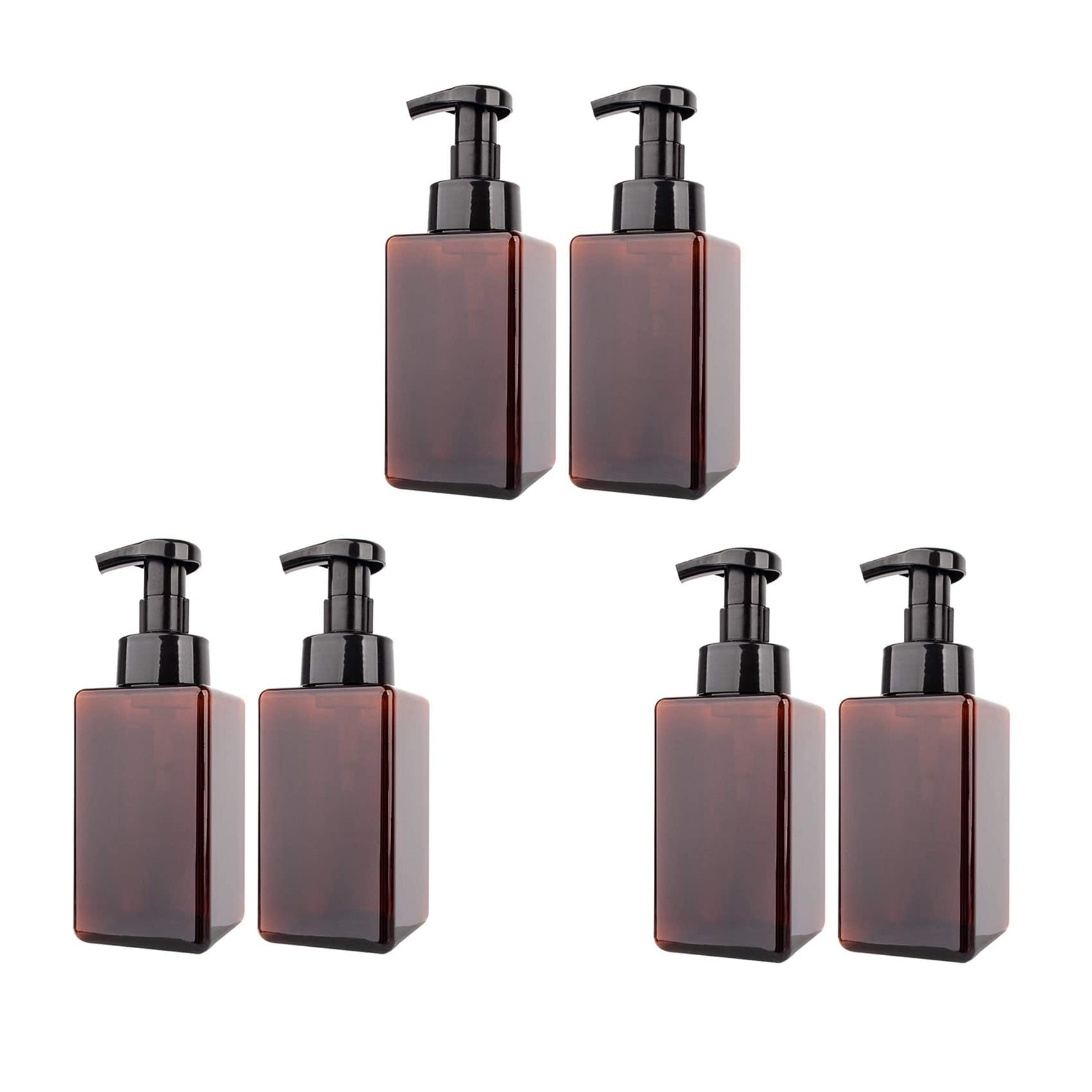 Hndhbfgrt 6 Pack Foaming Soap Dispenser 15Oz Refillable Foam Liquid Hand Soap Empty Plastic Pump Bottle Container - Brown 450Ml