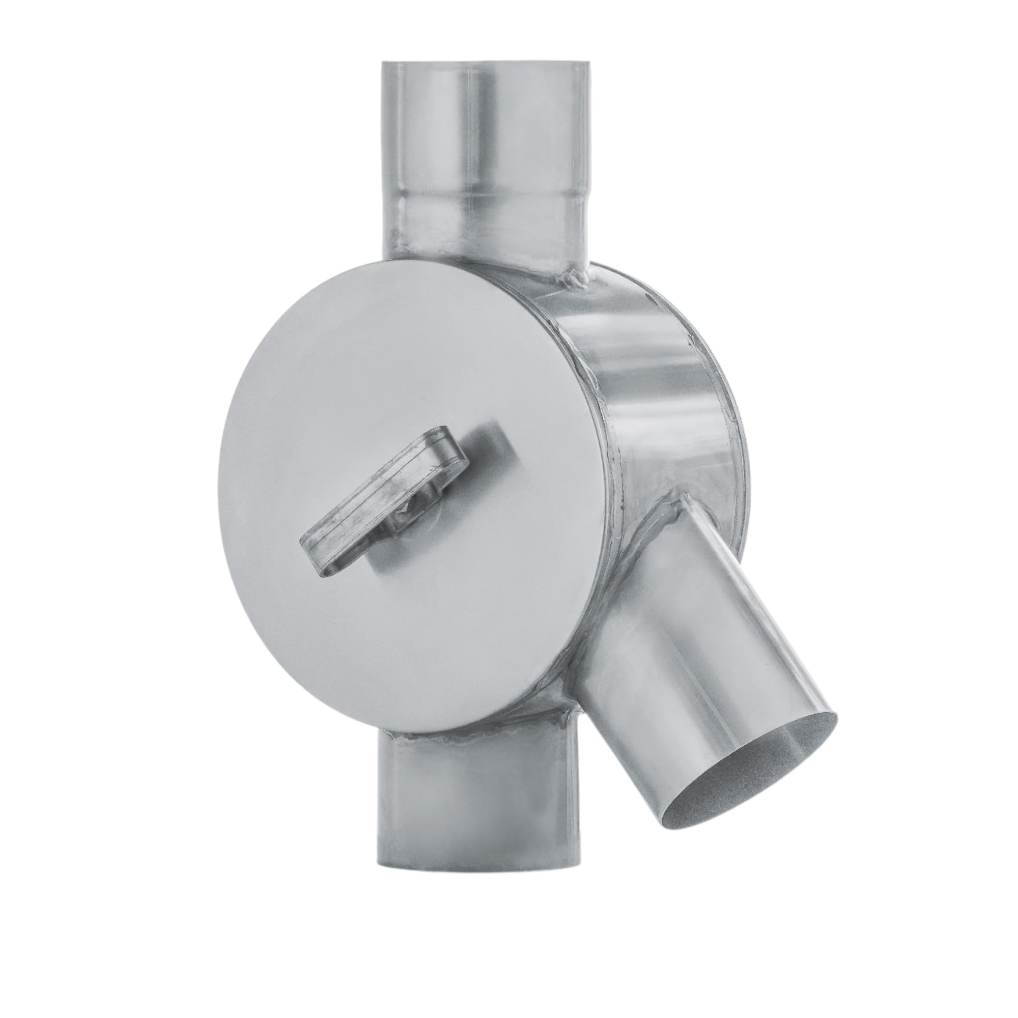 zbs24 Zink Wasserverteiler mit Drehgriff 100mm Regenwasserverteiler aus Titan-Zink für Fallrohre Wasserweiche, Einfach von rechts auf links umbaubar