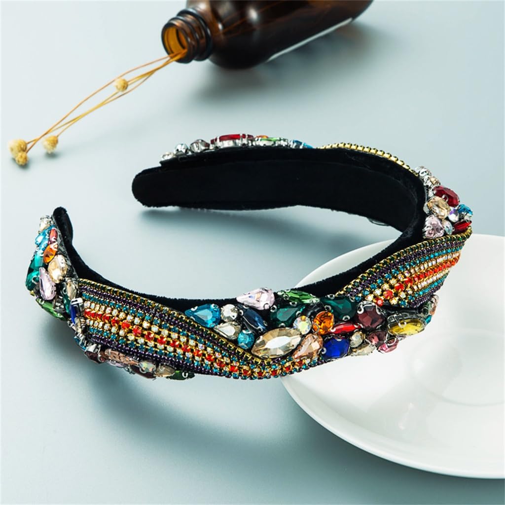 FMURY - Fascia per capelli con catena con strass, accessorio per capelli da donna