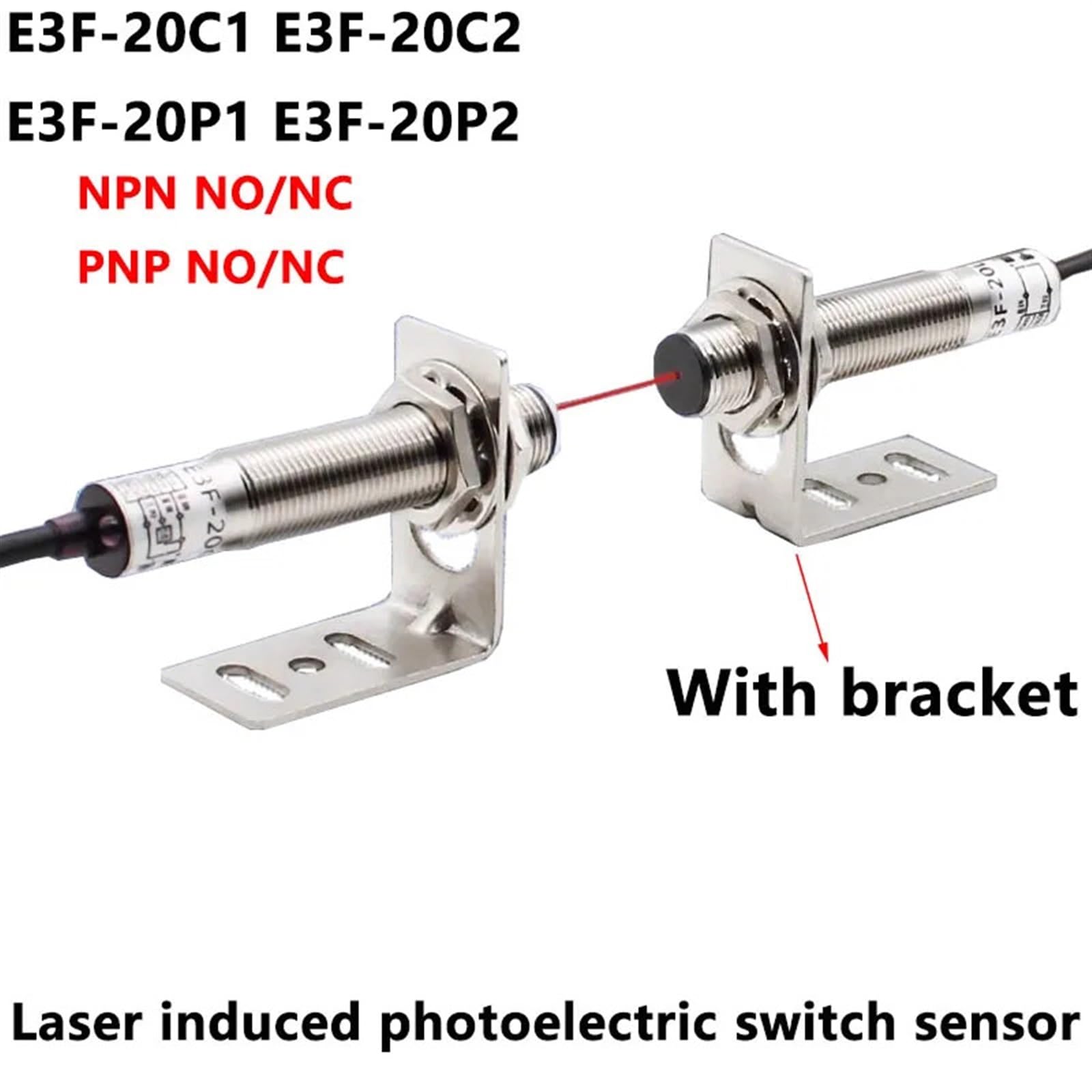 M12 laser opposite photoelectric switch E3F-20L/20C1 infrared proximity sensor normally open 20 meters laser sensor(NPN NO)