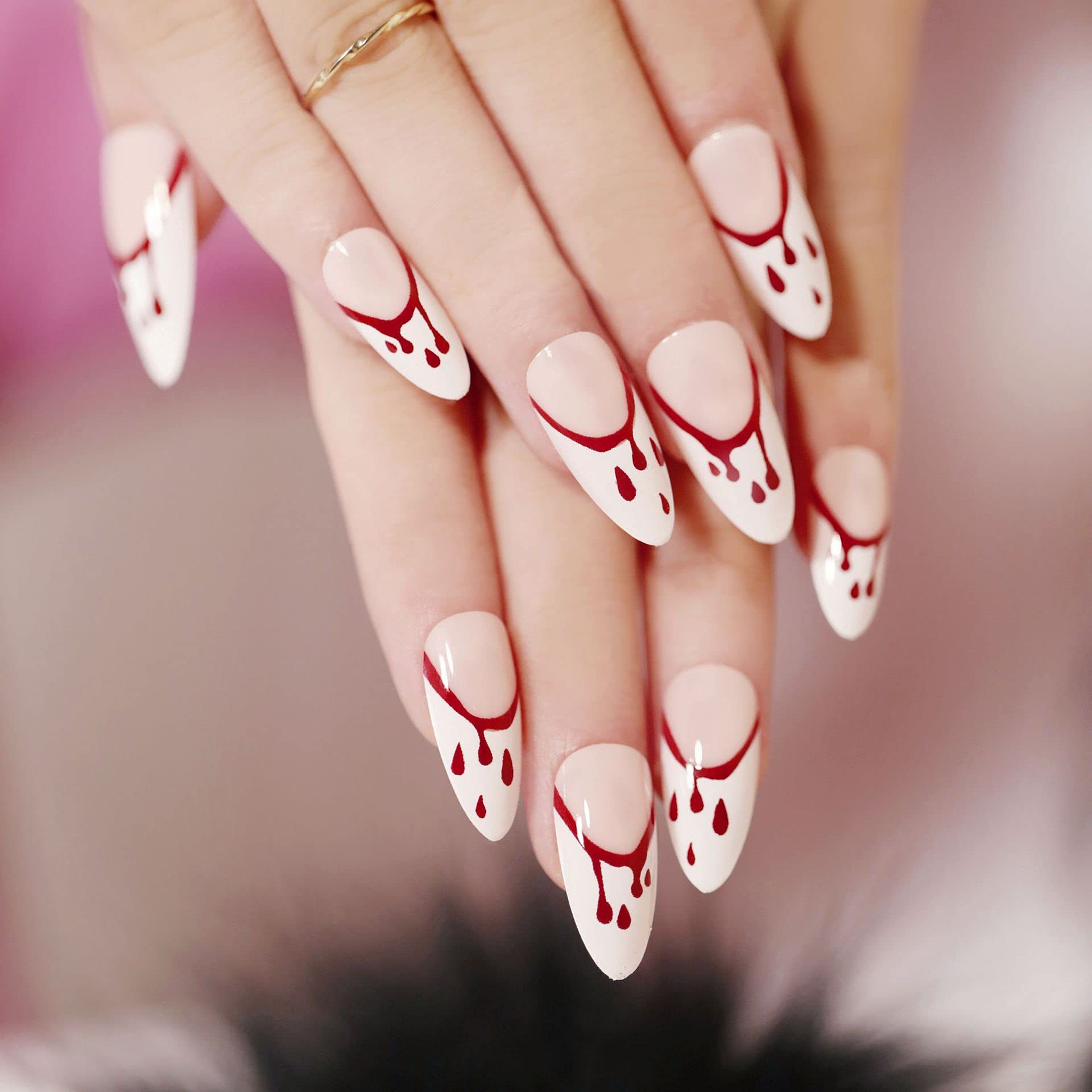 AKAZI Bling Press on Nails, uñas postizas con Acabado Reutilizable de Lujo, Arte de uñas Hecho a Mano con diseño de manicurista con Licencia (K) (A)