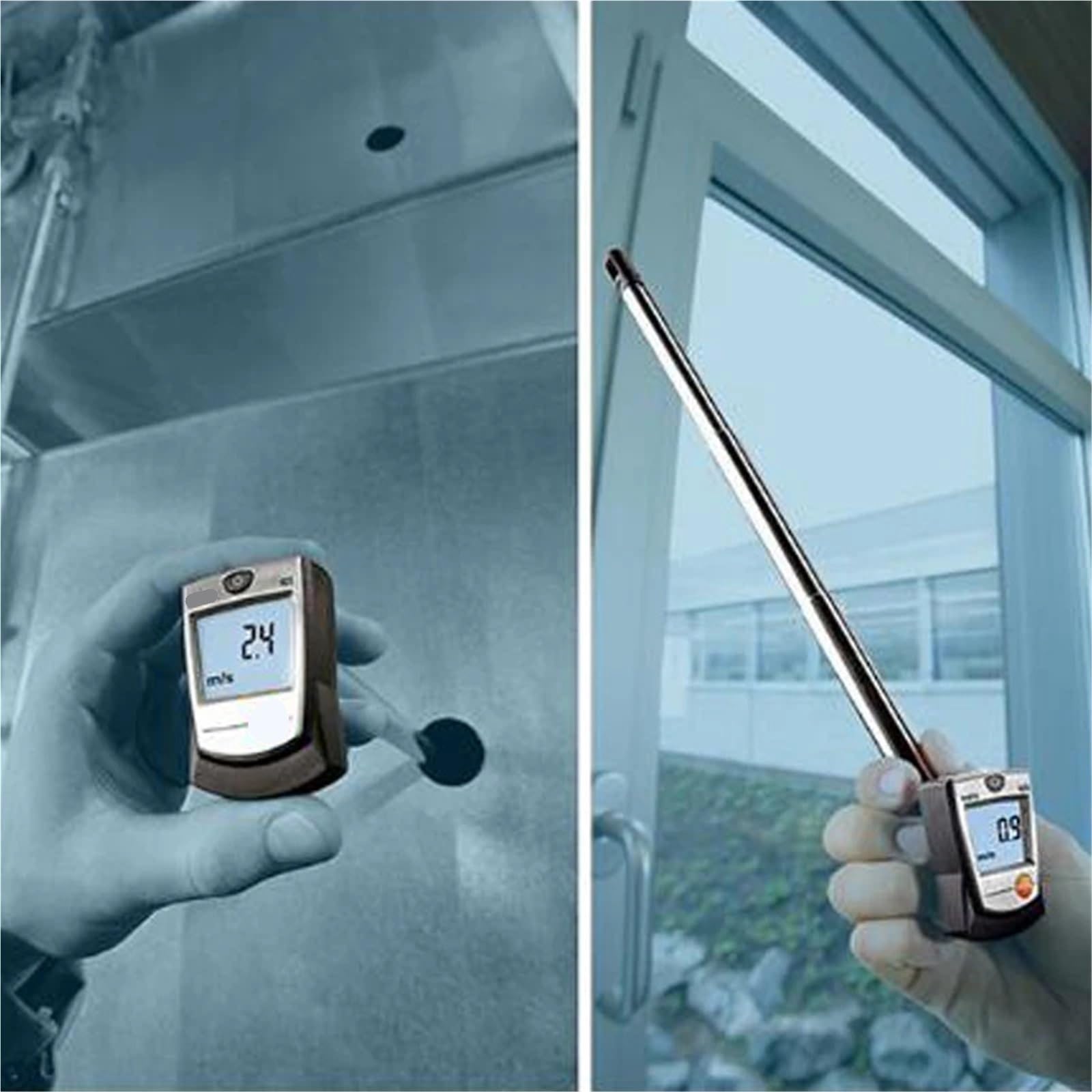 Anemómetro, Anemómetro térmico con soporte for conducto, medidor de temperatura, velocidad y volumen de flujo de aire/viento